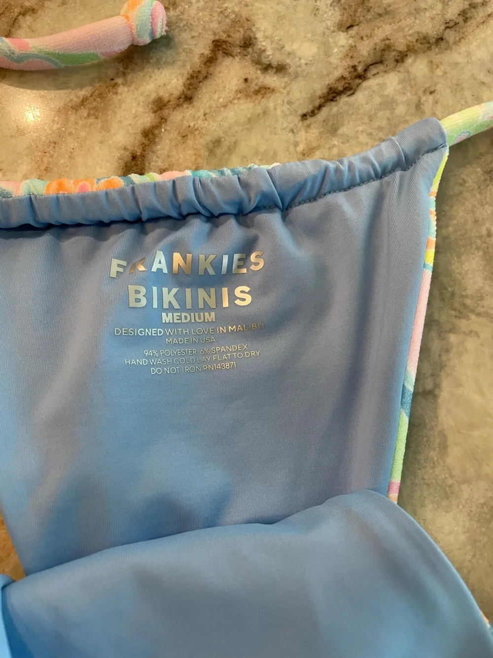 Frankies Bikinis Sunshower Tia Terry Cloth Triangle Bikini Cheeky Floral Medium